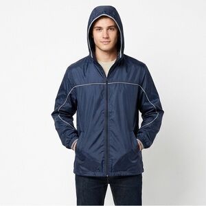 Foot Locker Mens Rain Jacket Pullover Hooded Zipper W/Pockets Size XXXL